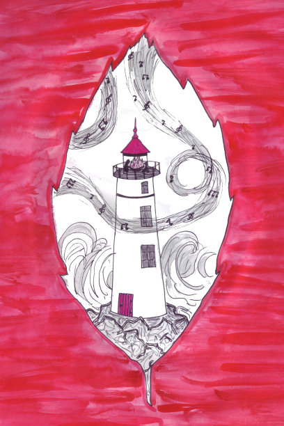 一座矗立在岩石上的灯塔，伴随着海浪的浪花和风的音乐。图片下载