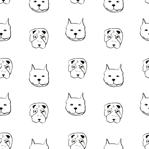 图案与斗牛犬品种。图片下载