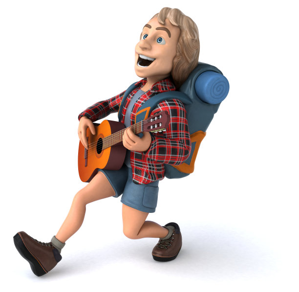 男人独自旅行背包客- 3D插图图片下载
