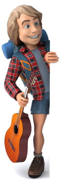 男人独自旅行背包客- 3D插图图片下载