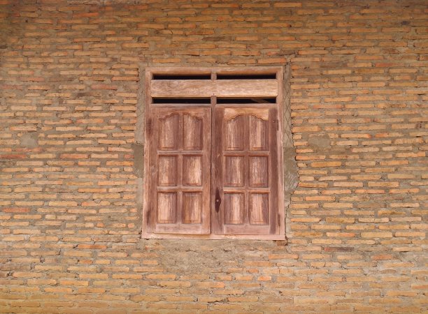 窗户和砖墙背景图片下载