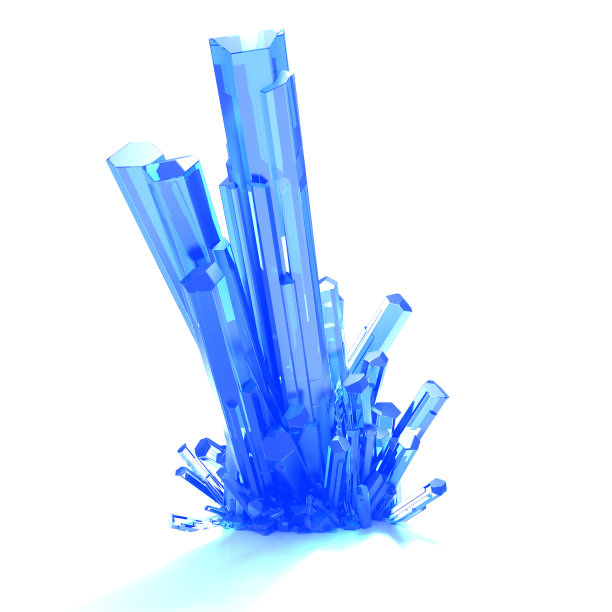 彩色水晶簇在白色的背景图片下载