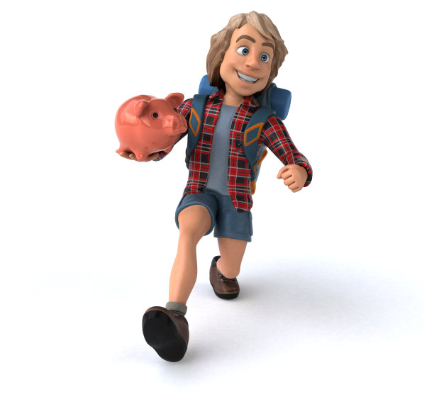 有趣的背包客卡通人物图片下载