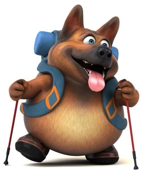 有趣的背包客德国牧羊犬卡通人物图片下载