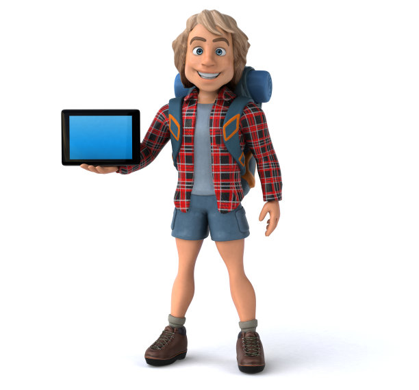 有趣的背包客卡通人物图片下载