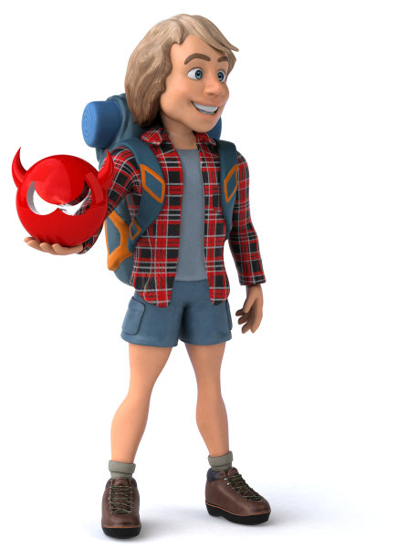 有趣的背包客卡通人物图片下载