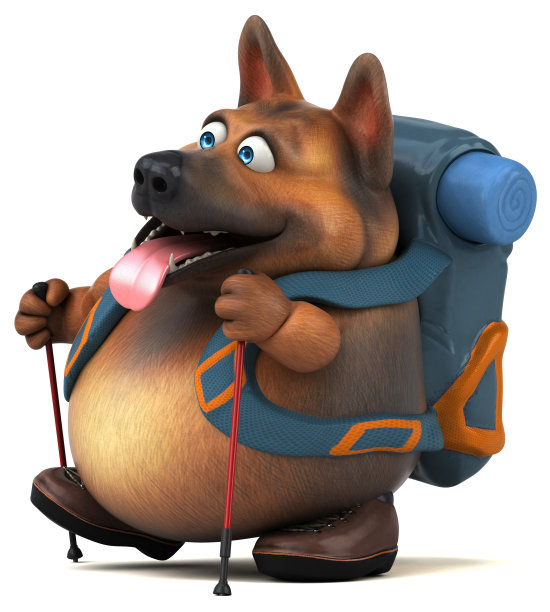 有趣的背包客德国牧羊犬卡通人物图片下载