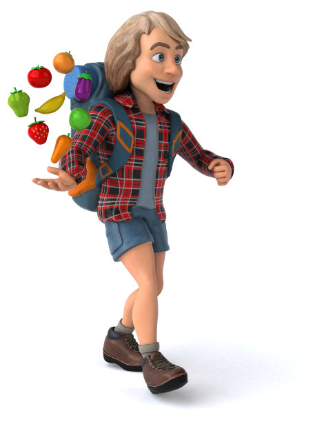 有趣的背包客卡通人物图片下载