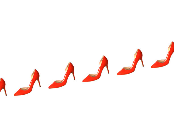 女性红鞋图案白色背景，孤立。图片下载