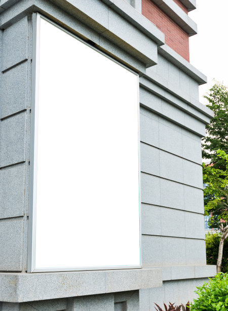 建筑墙上的空白广告牌图片下载