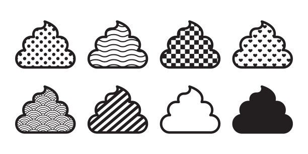 便便矢量厕所图标，格子波尔卡点条纹狗标志，卡通人物小狗符号涂鸦插图设计图片下载