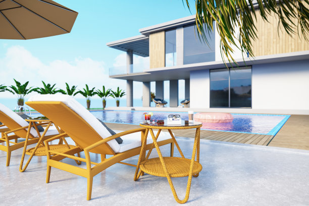 带有私人游泳池的现代住宅图片下载