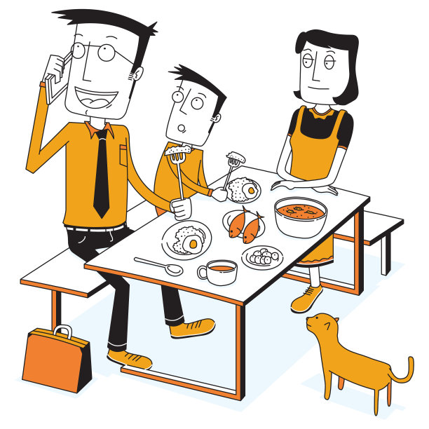 和忙碌的父亲共进早餐图片下载