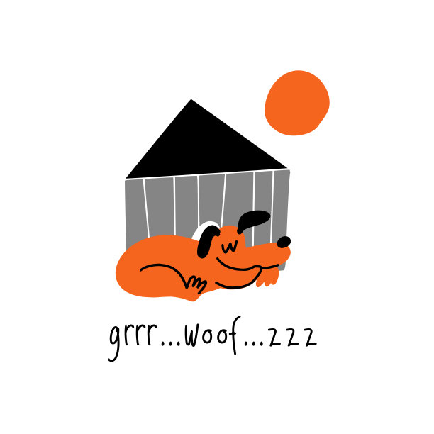 有趣的矢量插图的狗睡觉附近的摊位。图片下载