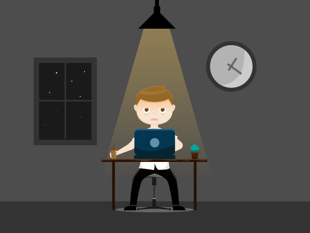 瞌睡的商人在晚上工作图片下载