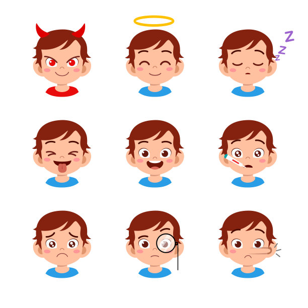 可爱的孩子面部表情表情符号图片下载