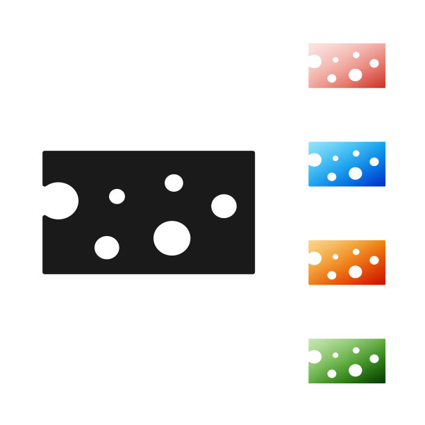 黑色奶酪图标孤立在白色背景。设置图标丰富多彩。矢量图图片下载