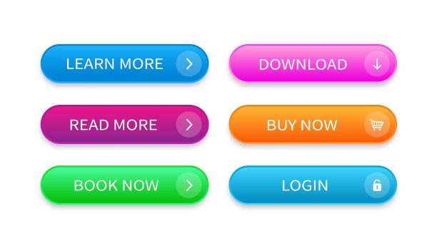 一套现代的按钮为网站。图片下载