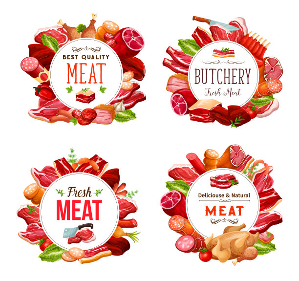 屠宰食品，肉类和香肠图片下载