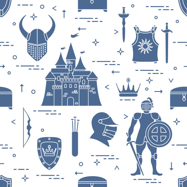 图案有骑士、盾牌、剑等。图片下载