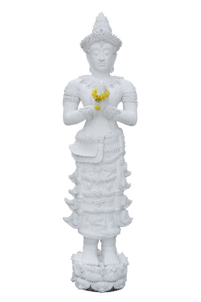 站立的白色佛像图片下载
