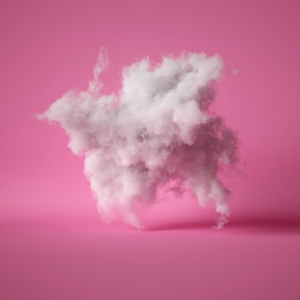 3d渲染，蓬松的白云孤立在粉红色的背景，灰尘或雾图片下载
