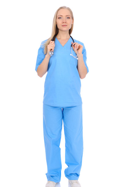 女医生或护士被隔离在白色背景下。笑容可掬的医务人员代表。医学的概念图片下载