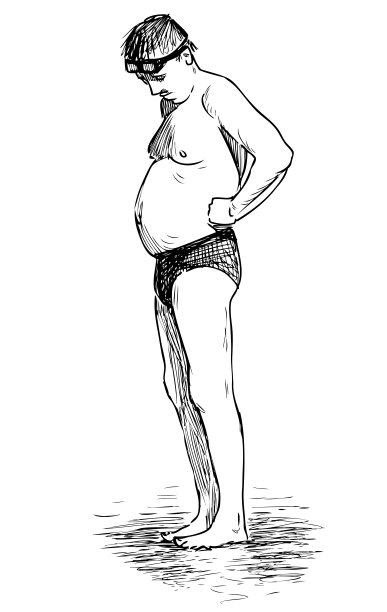 一个人站在海岸线上晒日光浴图片下载