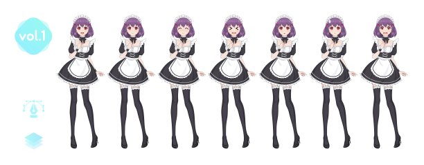 动画漫画的女孩。女保洁员咖啡馆的服装图片下载