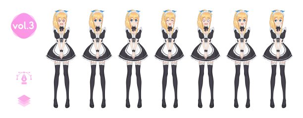 动画漫画的女孩。女保洁员咖啡馆的服装图片下载