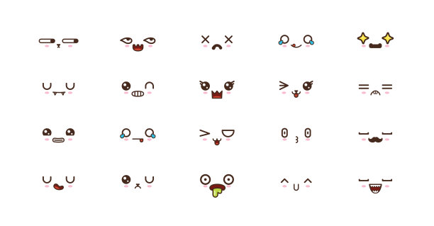 可爱的脸，微笑的表情。日本emoji图片下载