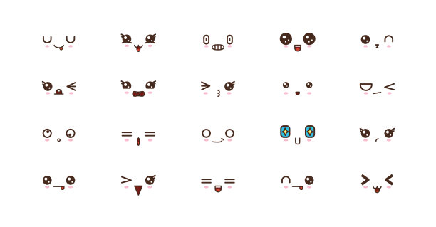 可爱的脸，微笑的表情。日本emoji图片下载