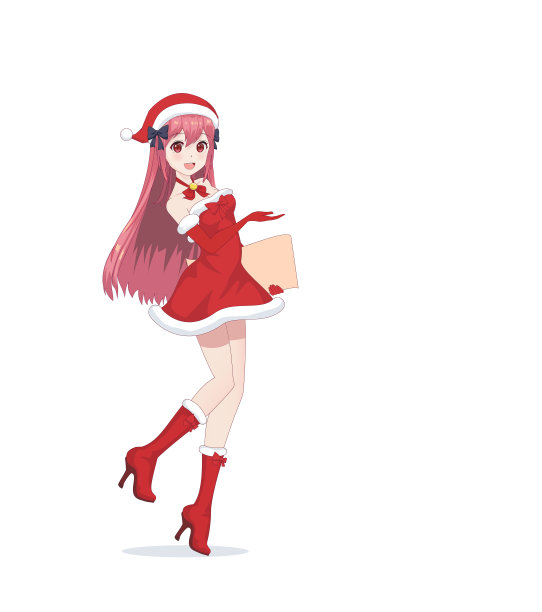 穿着圣诞老人服装的动漫女孩图片下载