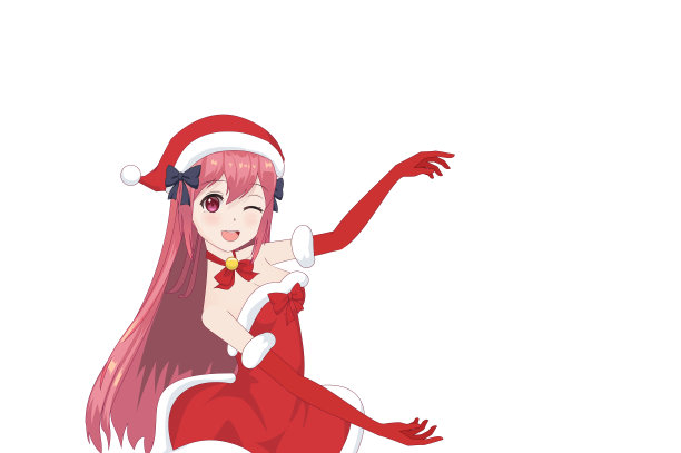 穿着圣诞老人服装的动漫女孩图片下载