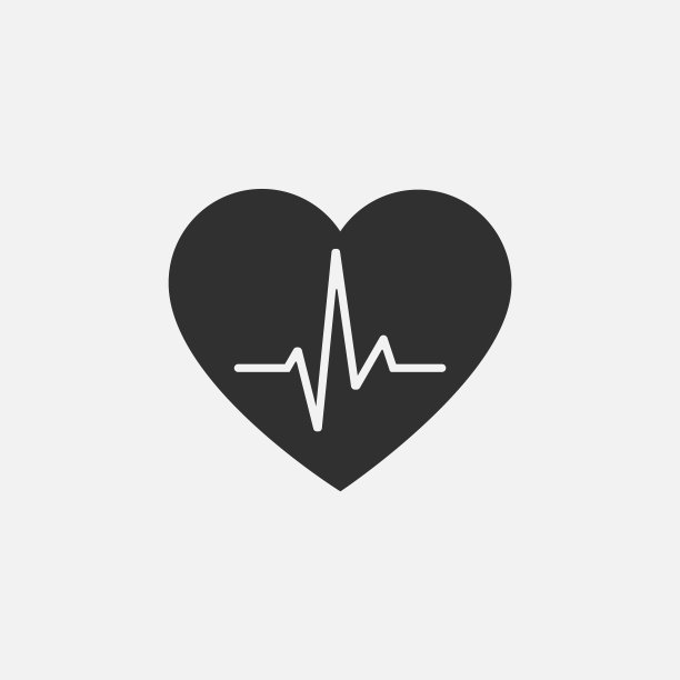 心脏与心跳线图标孤立在白色背景。矢量插图。图片下载
