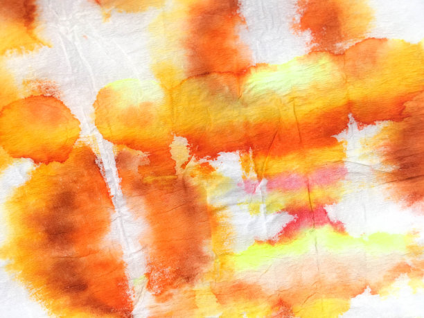 橙色水彩画。水彩画艺术。工艺肮脏的纹理艺术品。Autmn水彩绘画。艺术刷材质。充满活力的时尚水彩画。图片下载