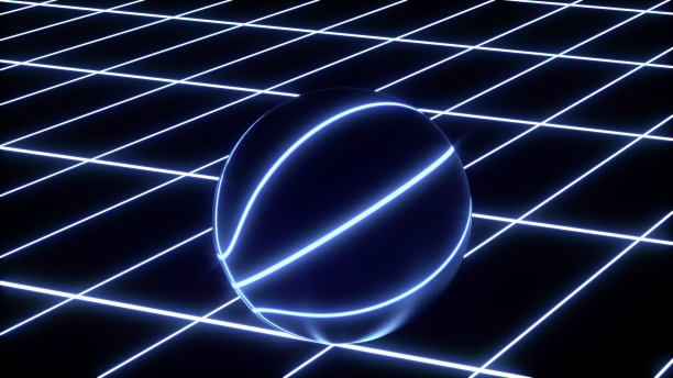 未来运动概念霓虹篮球在蓝色图片下载