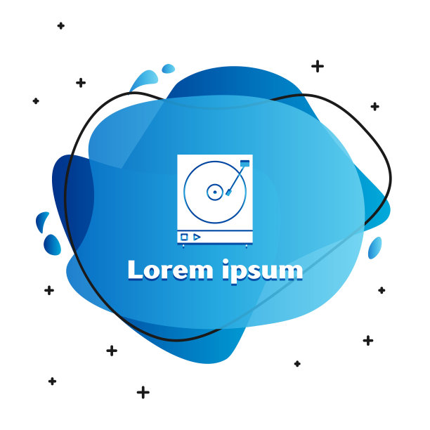 白色乙烯基播放器与乙烯基磁盘图标隔离在白色背景。带有液体形状的抽象横幅。矢量图图片下载