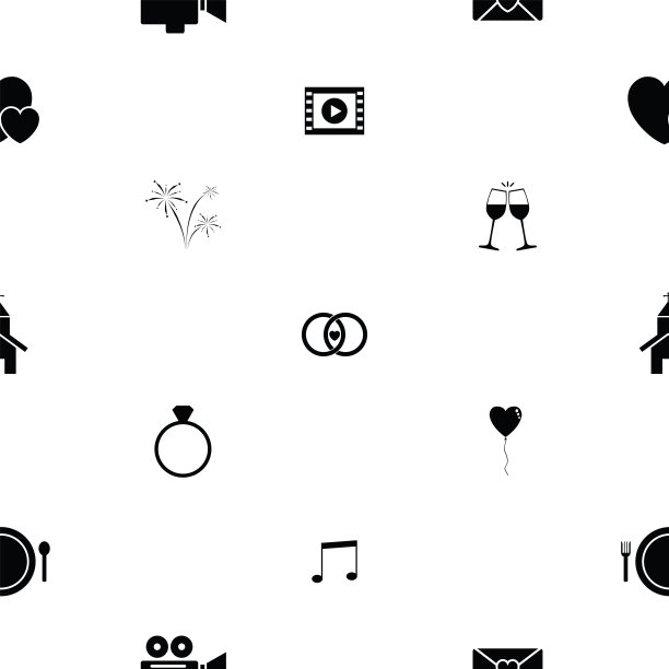 婚礼无缝图案背景图标。图片下载