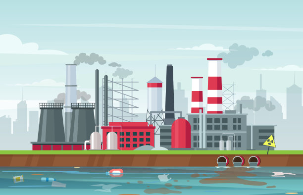 环境污染概念在平面风格，矢量插图图片下载