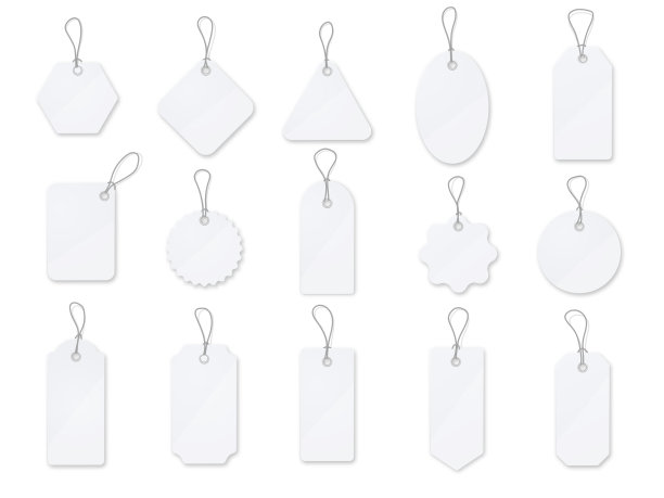 销售标签和标签向量模板集。白色背景上有白色光泽的价签。图片下载