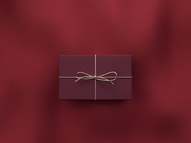 红色平面场景织物纹理金色金属物体装饰圣诞概念3d渲染图片下载