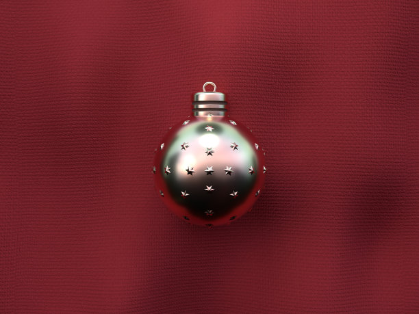 红色平面场景织物纹理金色金属物体装饰圣诞概念3d渲染图片下载