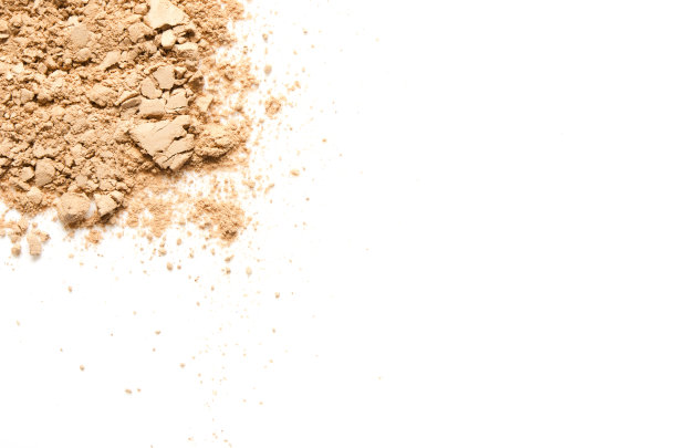 粉末状化妆品粉末状化妆品样品，孤立于白色背景上。副本的空间。——图片图片下载