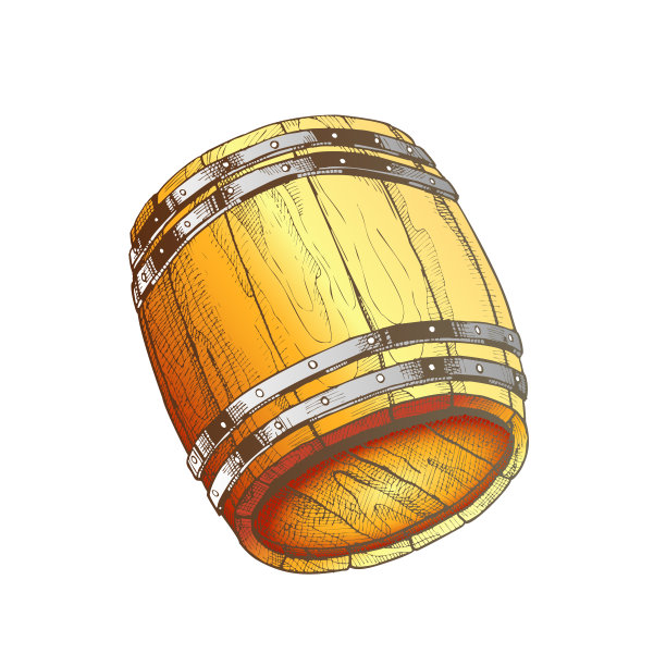 绘制老橡木桶饮料颜色向量图片下载