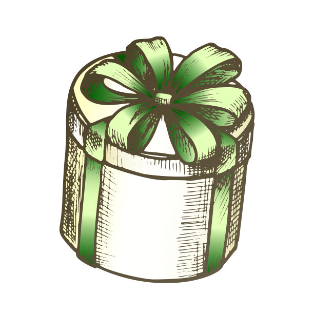 礼盒高圆形形状与丝带颜色向量图片下载