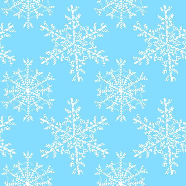 圣诞无缝图案:圣诞雪花上的蓝色背景。图片下载