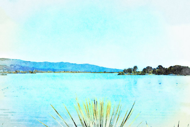 水彩画的海景图片下载