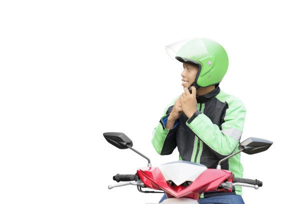 亚洲的摩托车出租司机和他的摩托车图片下载