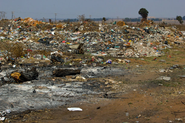 垃圾和其他塑料物品和垃圾的库存照片在废物处理地点图片下载